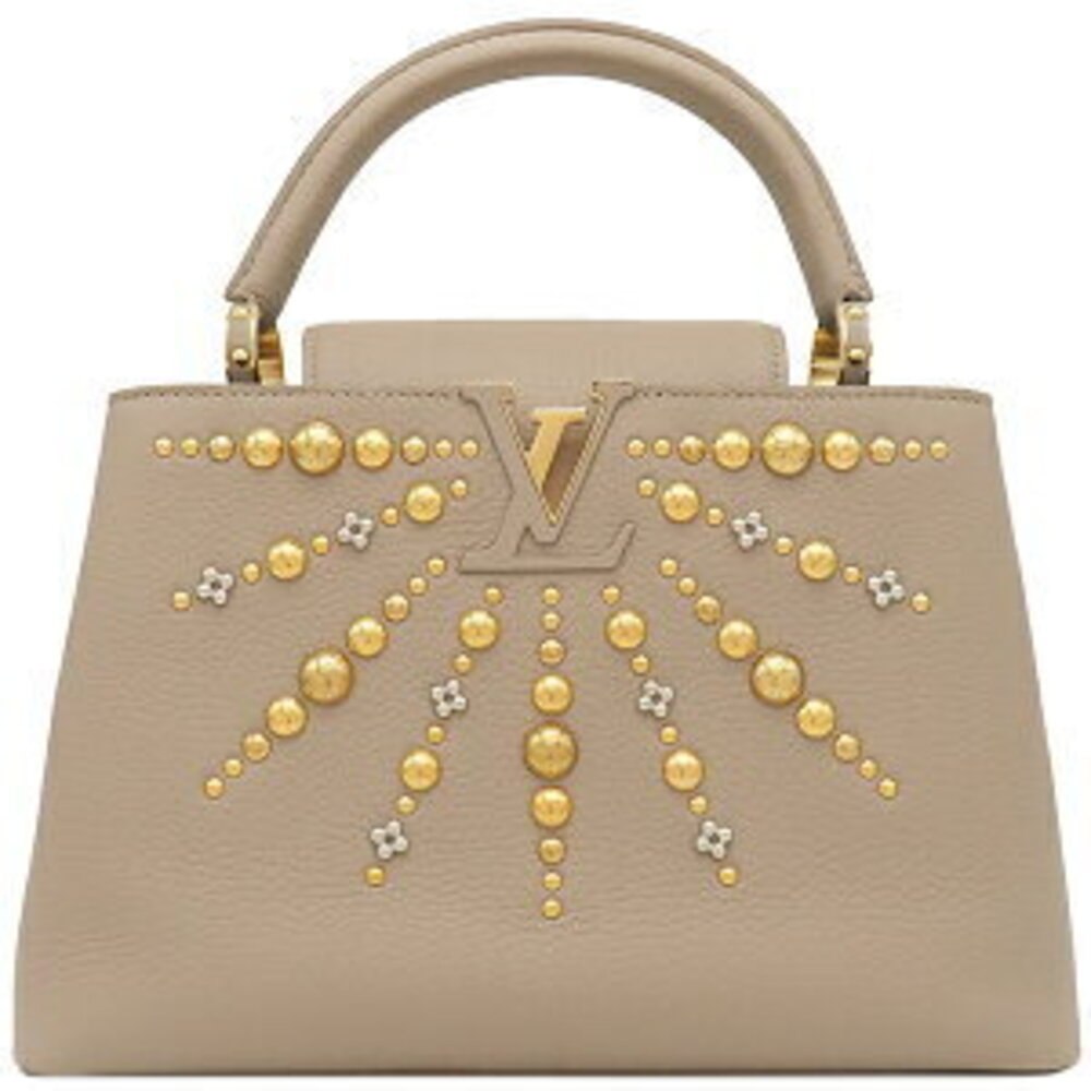 Louis Vuitton Capucines Bag Taurillon Beige Greige Studs Handbag